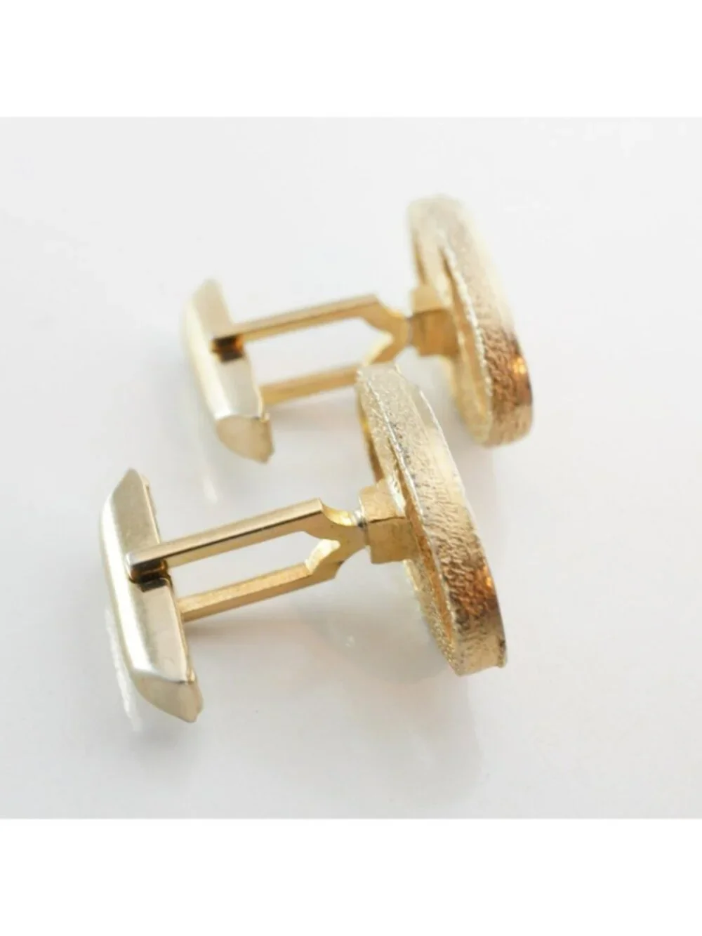 Vintage Swank Gold-Tone Oval Cufflinks With Red Rhinestone